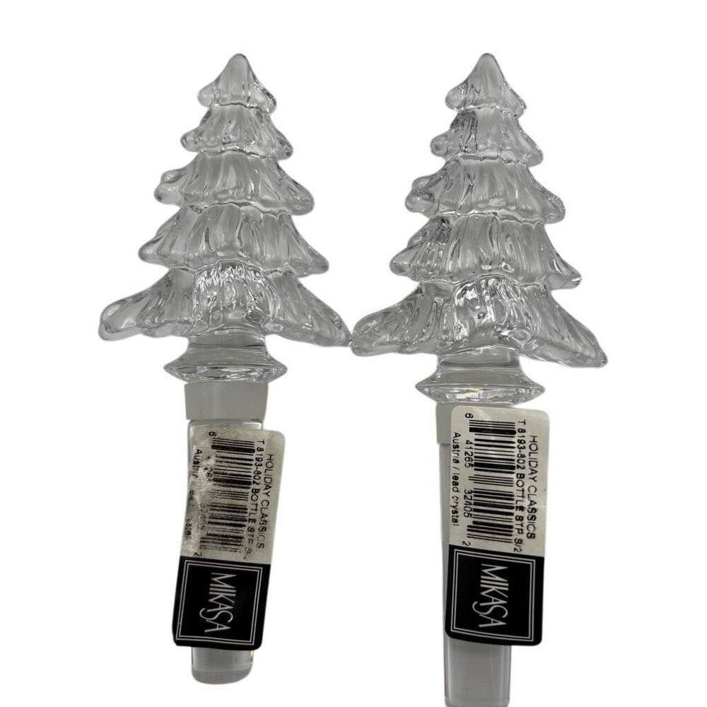 MIKASA Crystal Christmas Tree Bottle Stoppers New In Box - Picture 3 of 7
